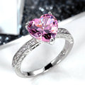 Fashion Ring Copper Material Jewelry Cubic Zirconia Band Women CZ Stone Ring Heart-shaped pink Diamond Zircon Ring