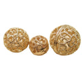 Wholesale 24K Gold Plated Winter Series Hollow Round Beads Round Cut-out Beads for Jewelry Making Findings