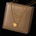 2023 Summer Hot Sell Double Layer Stainless Steel Necklace Heart Shape Stainless Steel Necklace for Women Gifts