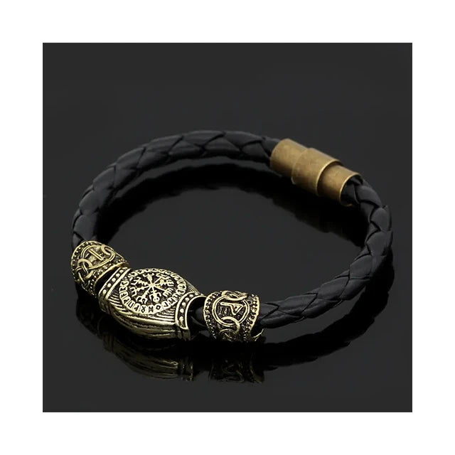 Mens Leather Cuff Bracelet Adjustable Norse Viking Thor Hammer/skull/masonic Compass Customize Tags Bracelets With Gift Packagi