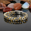 High Casting Cool Men Chain Heavy Bracelet Stainless Steel 18k Gold Plated Rainbow Link Chain Bracelet Jewelry with Box Clasp