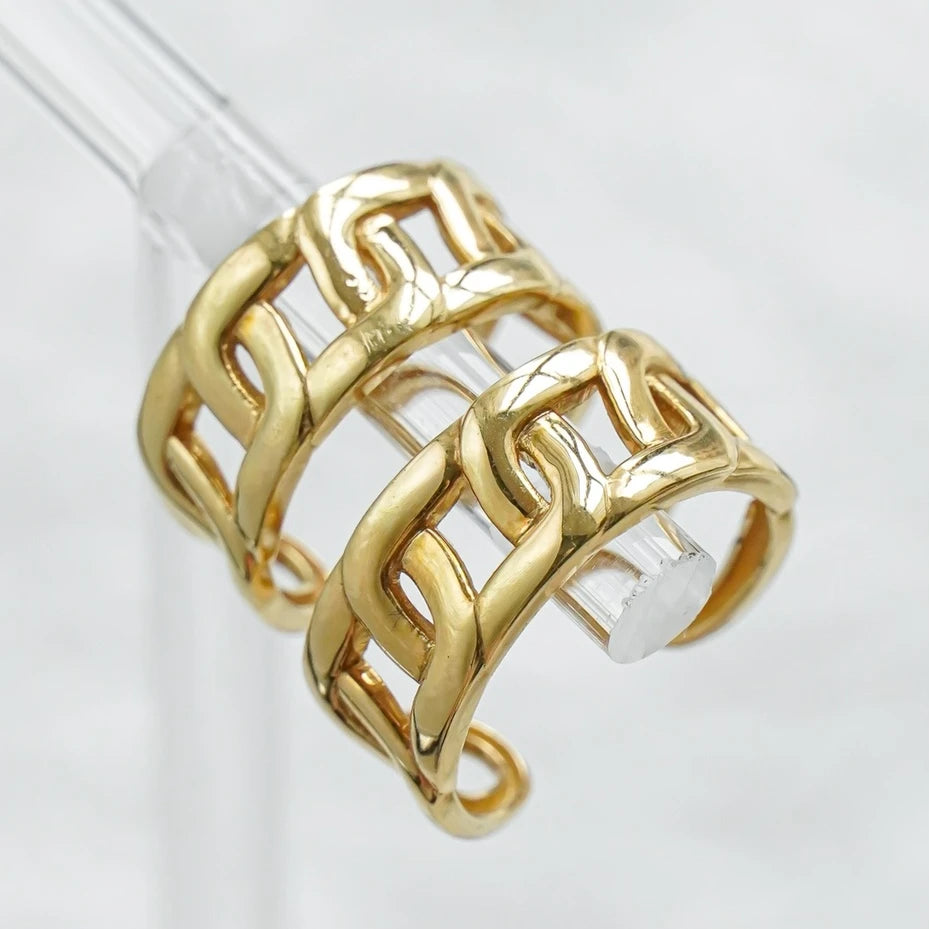 H&F Original 14k Solid Gold Vintage Wedding Band Ring for Party Occasions Unisex Trendy Style