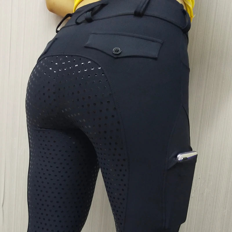 Black Femme Dropship Equestrian Legging Equitation Pocket Riding Gear Horseback Riding Pants Horse Breeches Equestrian Clothing