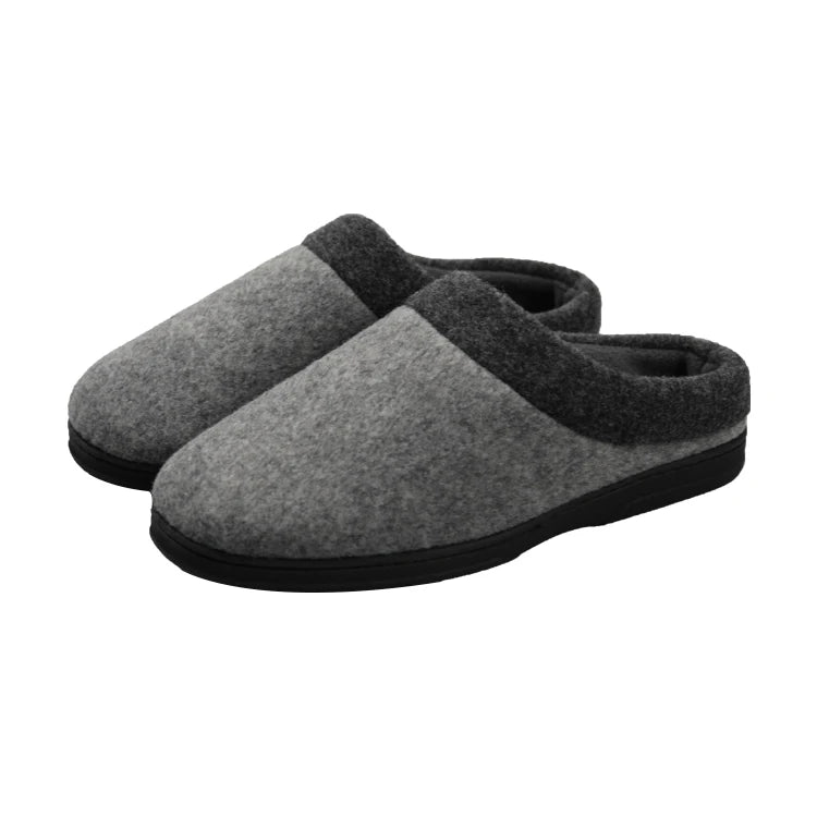 Custom Fashion Felt Anti Slip Rubber Sole Memory Foam Winter Warm Men Indoor House Slippers