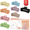 KUACHI Hot Wholesale Gift Box Hair Claw Set 8pcs Square 10cm Macron Color Matte Plastic Hair Claws for Women Hair Accessories