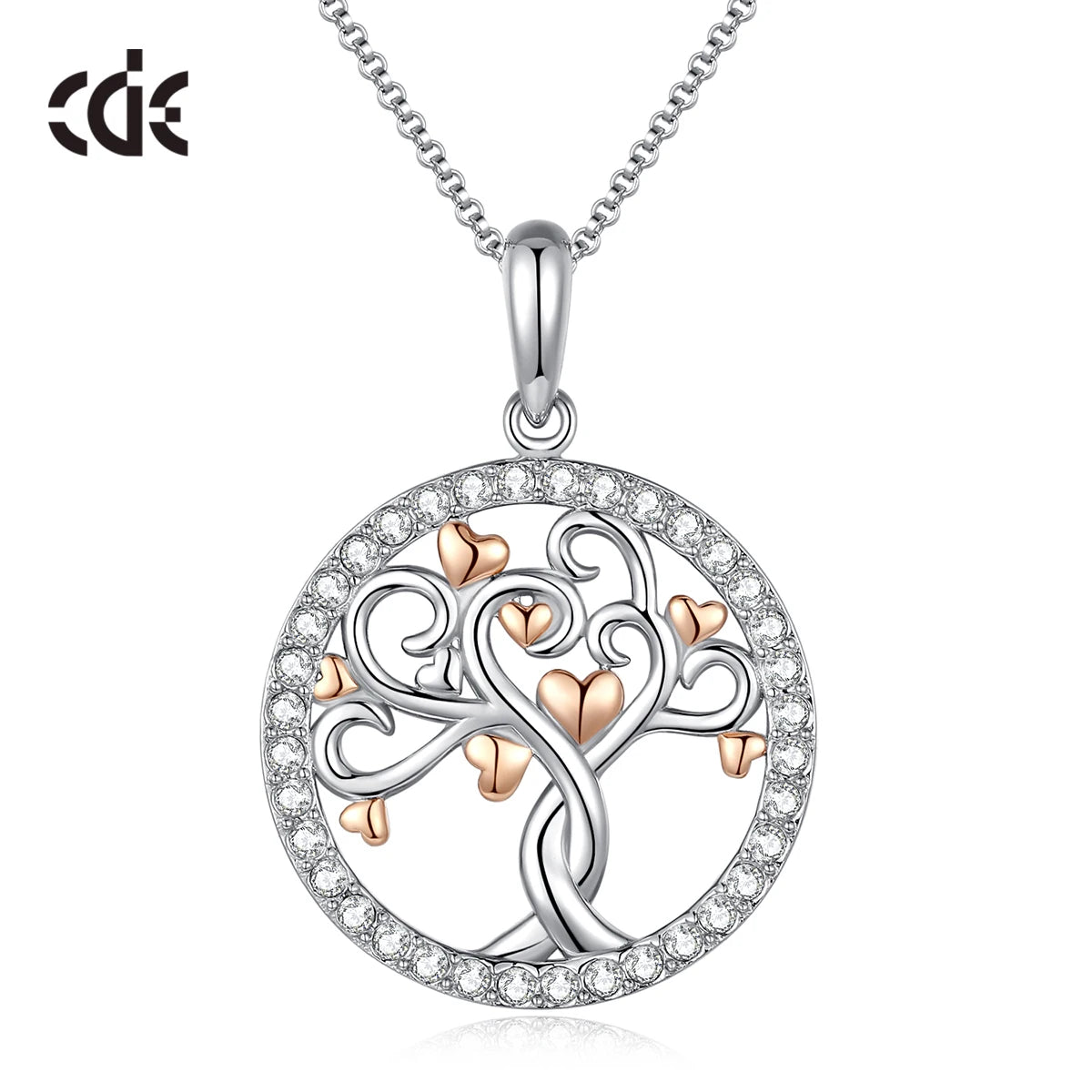 CDE YN1091 Trendy Jewelry Solid 925 Sterling Silver Charms Necklace Rhodium Plated Tree of Life Necklace for Women