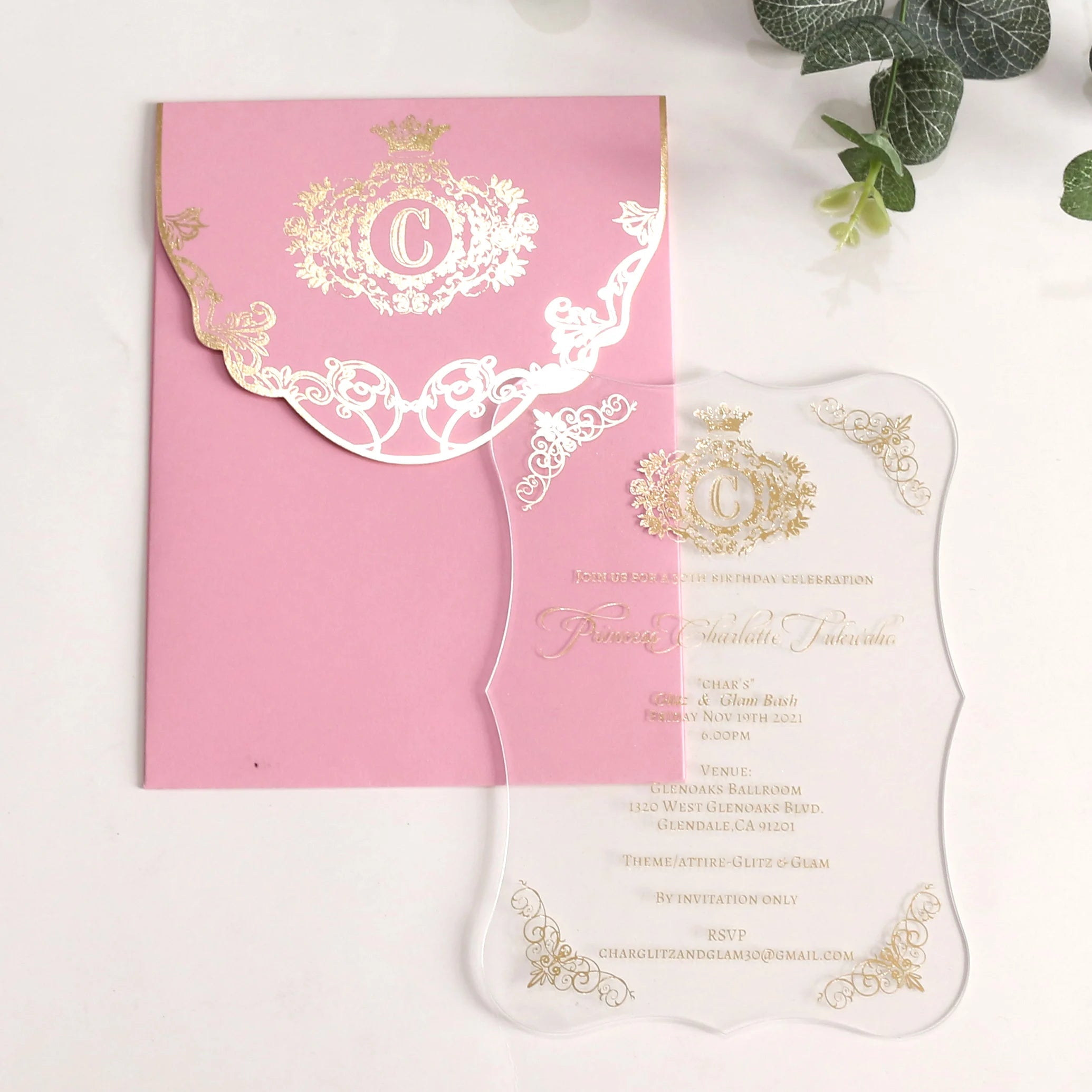 Bronzing Transparent Acrylic Invitation Letter Hot Sale Custom Luxury Wedding Invitation Card With Bronzing Envelope