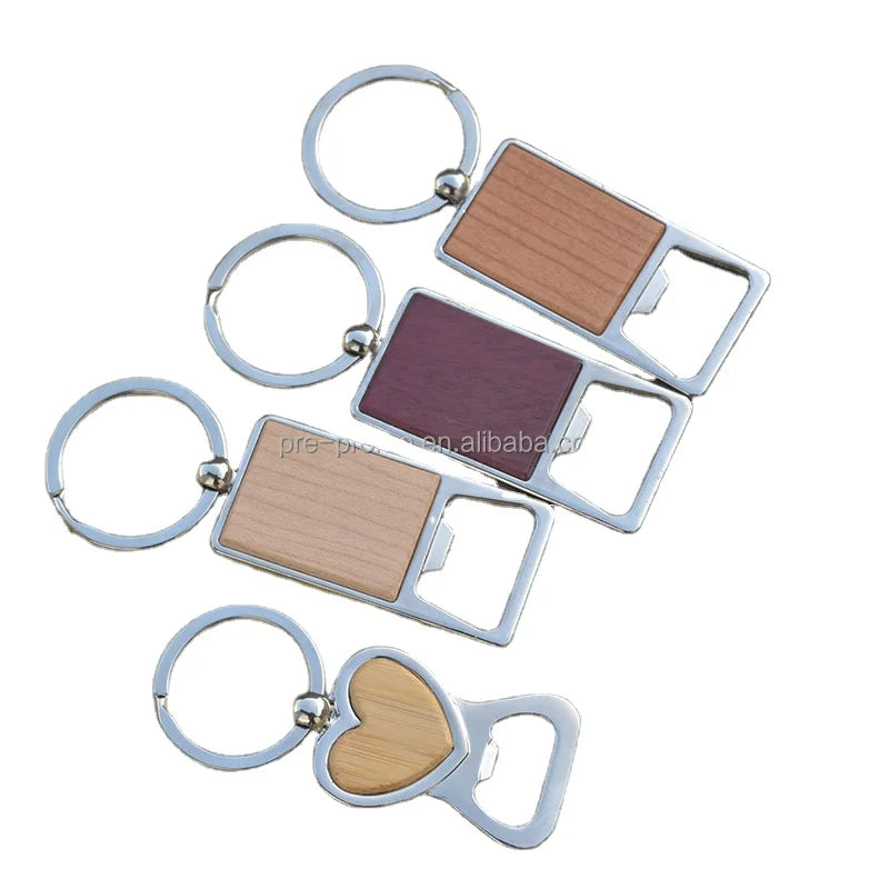 Wholesale Custom Souvenir Metal and Wood Bottle Opener Keychain