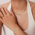 G3768 Wholesale 18k Gold Stainless Steel Drip Oil Bracelets Colorful Enamel Butterfly Charm Choker Necklace Bracelet Jewelry Set