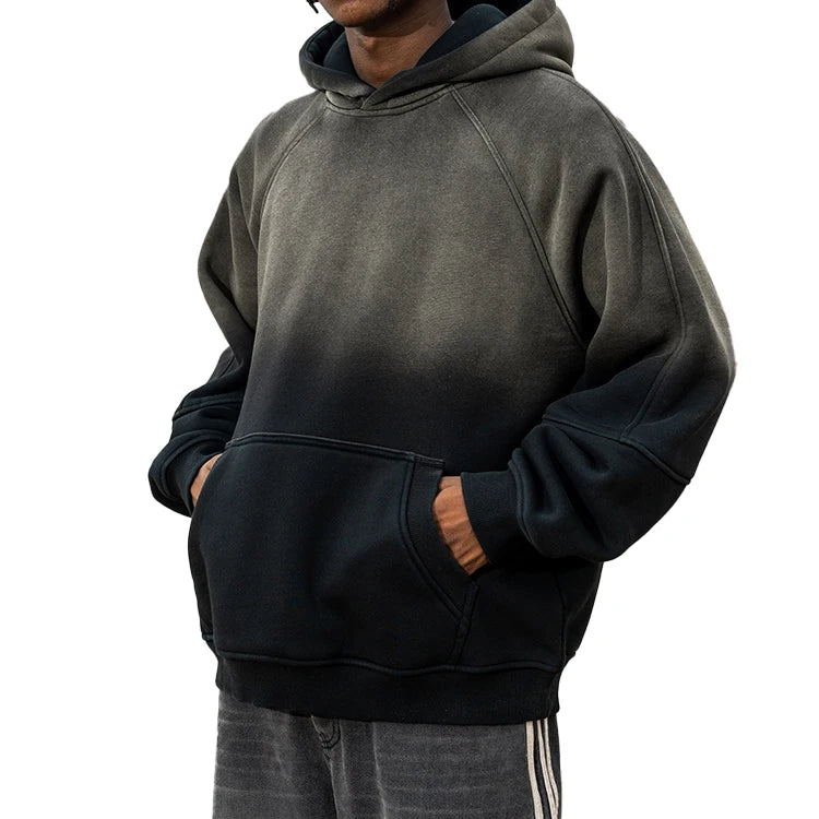 Wholesale Custom Cotton Oversized Embroidery Heavyweight Cropped Tie Dye Acid Wash Blank Hoodie for Men