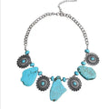 Handmade Navajo Western Styles Large Natural Raw Turquoise Stone Statement Necklace