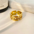 Carved Fine Diamond Chain Splicing Ring Joyas De Acero Inoxidable Titanium Steel Electroplated 18k Gold Ring