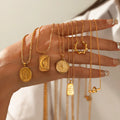 French Style Retro Twist Chain Star Moon Stainless Steel Necklace Personality Fashion 18K Gold Filled Necklace for Women