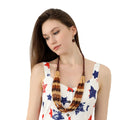 Fashion Multi-layered Wooden Beads Jewelry Set Long Necklace Bohemian Wood Color Beaded Necklace Earrings Set