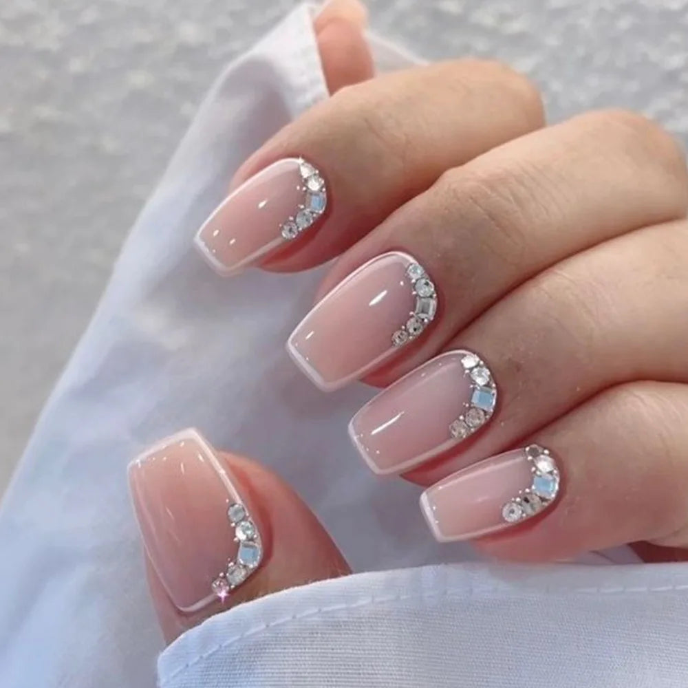 Hot Selling French Designer Coffin Ballerina With Rhinestone False Nails Pressed on False Nail ABS False Nail