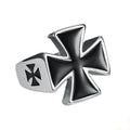 Duyizhao Hot Selling Punk Retro Waterproof Jewelry Stainless Steel Ring Polished German Black Iron Cross Men Ring