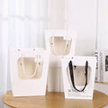 Wholesale Trapezoidal Gift Bags Luxury Shopping Gift Flower Paper Bag With Clear Window