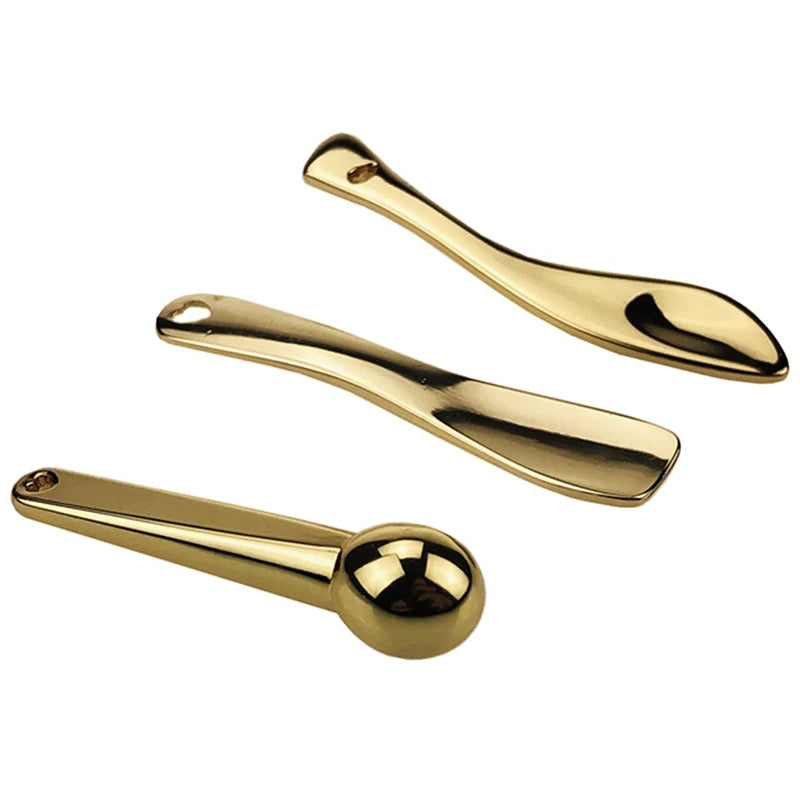 Factory Wholesale 2.55inch Mini Metal Skincare Make up Spatula Small Personalised Cosmetic Gold Spoon