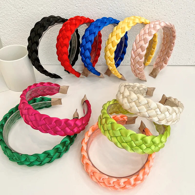 YIYI  New Hair Hoop Solid Color Fabric Braid Hair Accessories Headband Plastic Toothed for Women