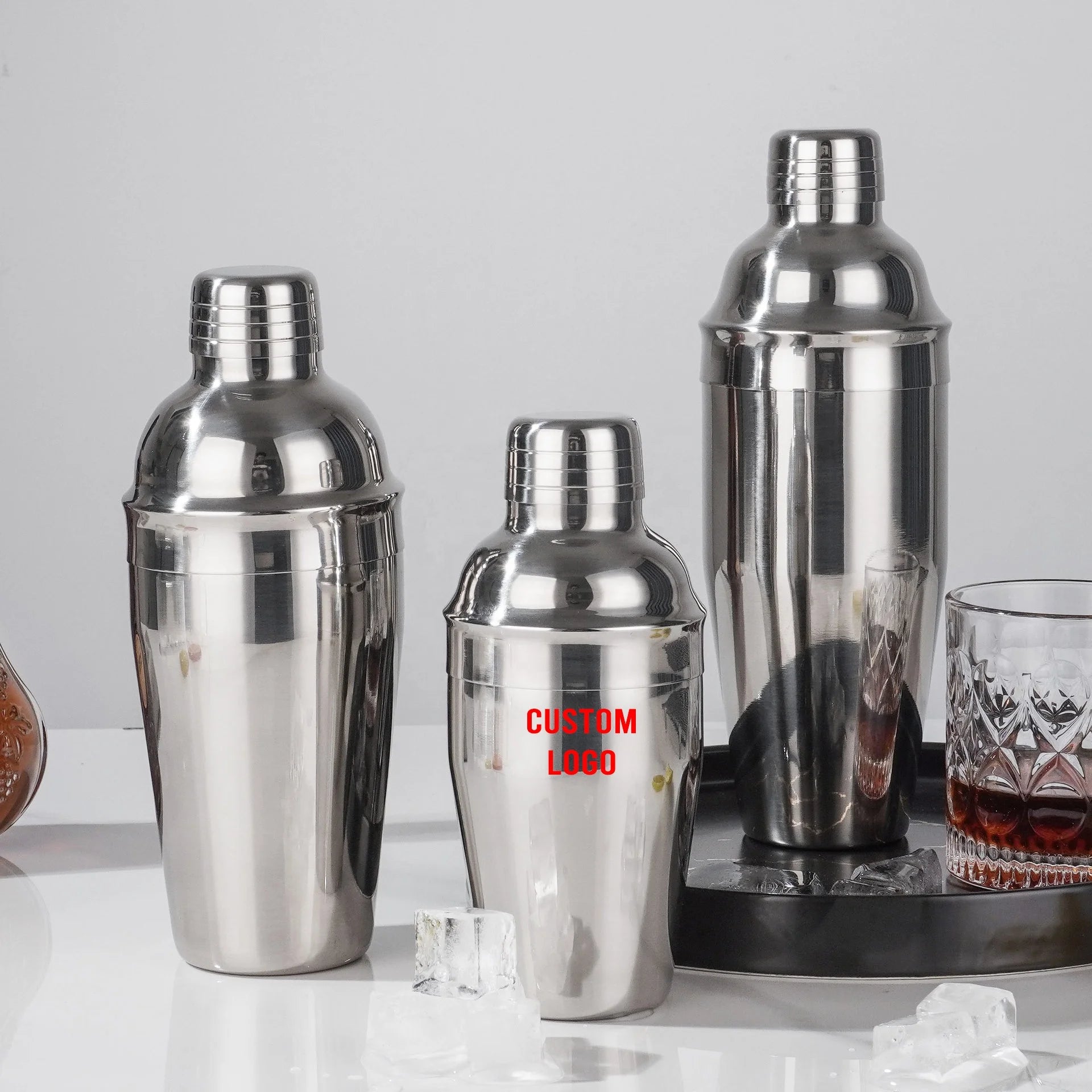 Custom Etched Logo 550ml Stainless Steel Cocktail Shaker Professional Bar Tools Wholesale