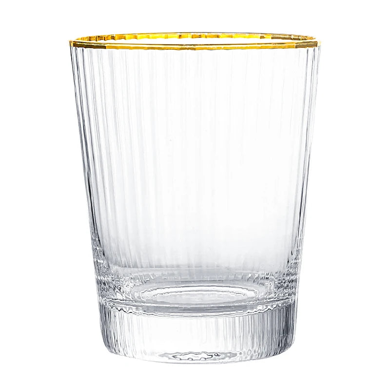 Creative luxury golden rim cocktail glass Striped juice glass household drinking water beer glass