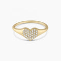 LOZRUNVE China Wholesale Jewelry Smart Pave CZ Stone Sparkling Heart Signet Pinky Ring Women