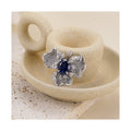 S925 Silver Breeding Blue Treasure Pendant Necklace Elegant Female Flower Design for Women