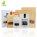 In Stock Food Grade Biodegrad Waterproof Brown Heat Seal Snack Zip Lock Craft Kraft Paper Stand up Packing Pouch Bag