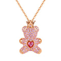 Necklace Teddy Bear With Crown Wholesale 100% 925 Sterling Silver Choker Cute Jewelry Accessories CZ Charms Birthday Gifts