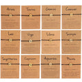 SC Handmade Black Wax String Bracelets Fashion Stainless Steel Disc Hollow Engraved 12 Zodiac Card Bracelets for Women