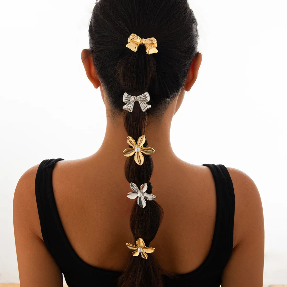 Hot Selling Flower Bow Metal Hair Band for Women Girls Ponytail Hair Accessories HR1304
