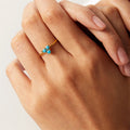18k Gold No Tarnish Triangle Shape Turquoise Gemstone Stainless Steel Rings for Women