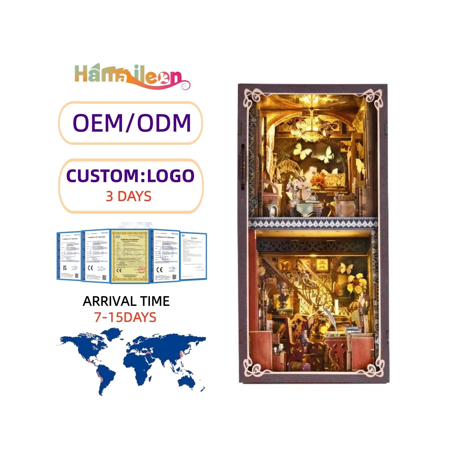 Hamaileon YM03 Eco Friendly Wooden Book Nook Kit Butterfly Design DIY 3D Puzzle For Bookshelf Dollhouse Fun