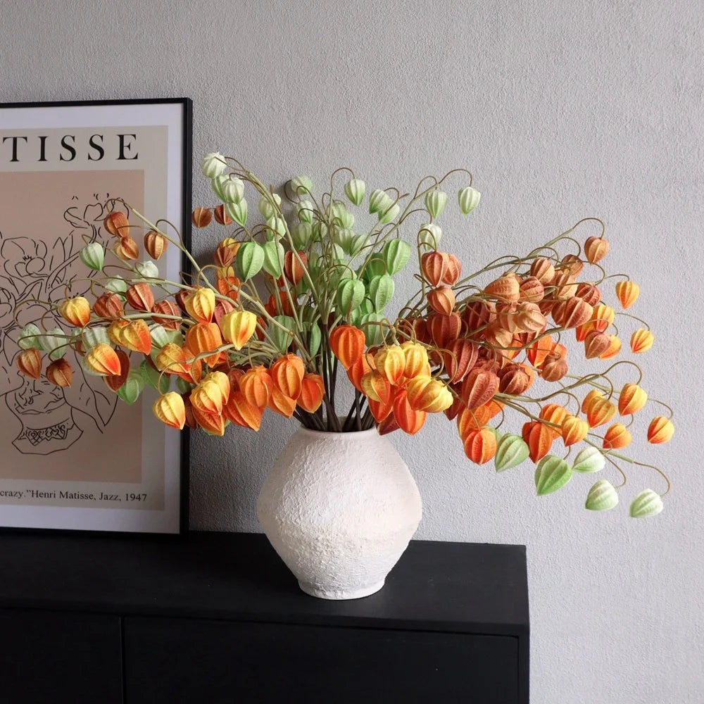 Pu 6 Single Lantern Fruit Small Nasturtium Artificial Foam Flower for Wedding Table Arrangement Girl's Fruit Flower Decoration