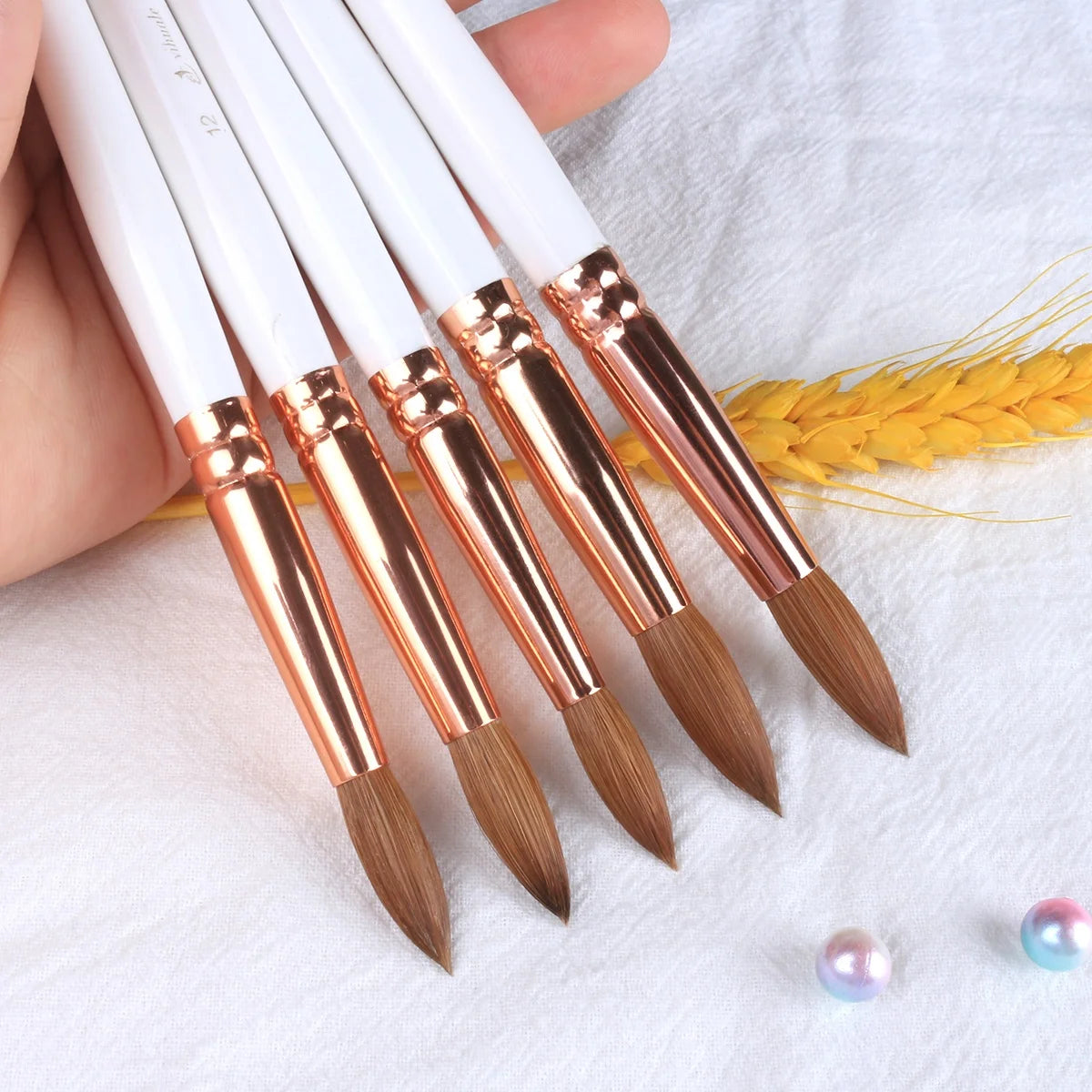 Nail Supplier Kolinsky Pure Nail Brushes Set Germany Private Label Wood Handle Wholesale Kolinsky Acrylic Nail Brush