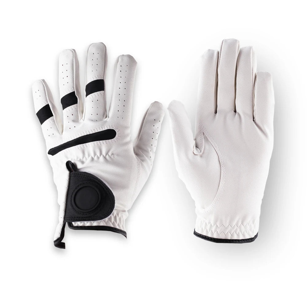 Wholesale White Golf Gloves Comfortable  PU Leather Golf Gloves With Custom Logo Ball Marker
