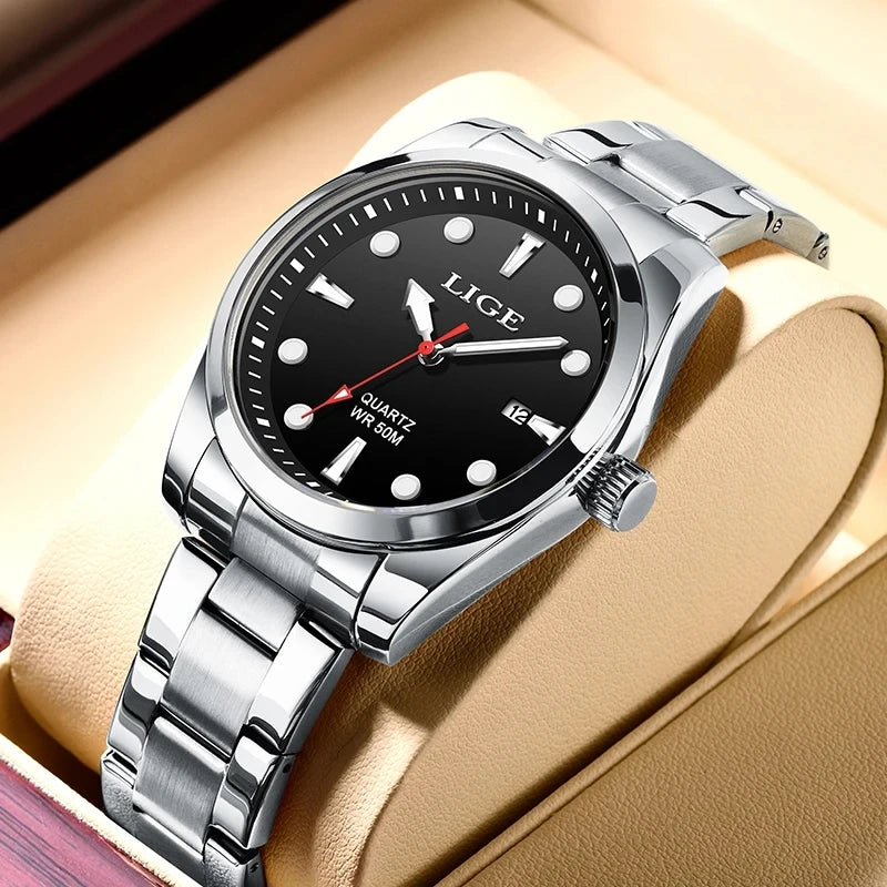 LIGE LG89127 Watch  Factory  Classic Quartz Watches Men Brand Business 50M Diving  Date Wristwatch Reloj Hombre New Gift Oem