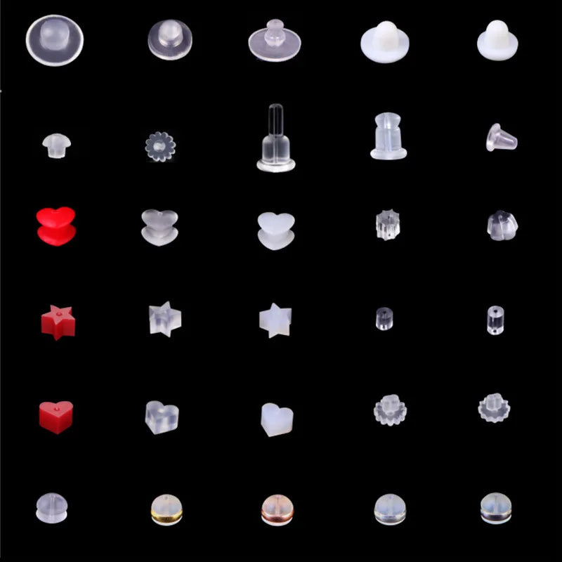 Hot Selling Soft Clear Plastic Ear Backs Anti Drop Anti-skid Transparent Silicone Octagonal Ear Plugs DIY Jewelry Accessories
