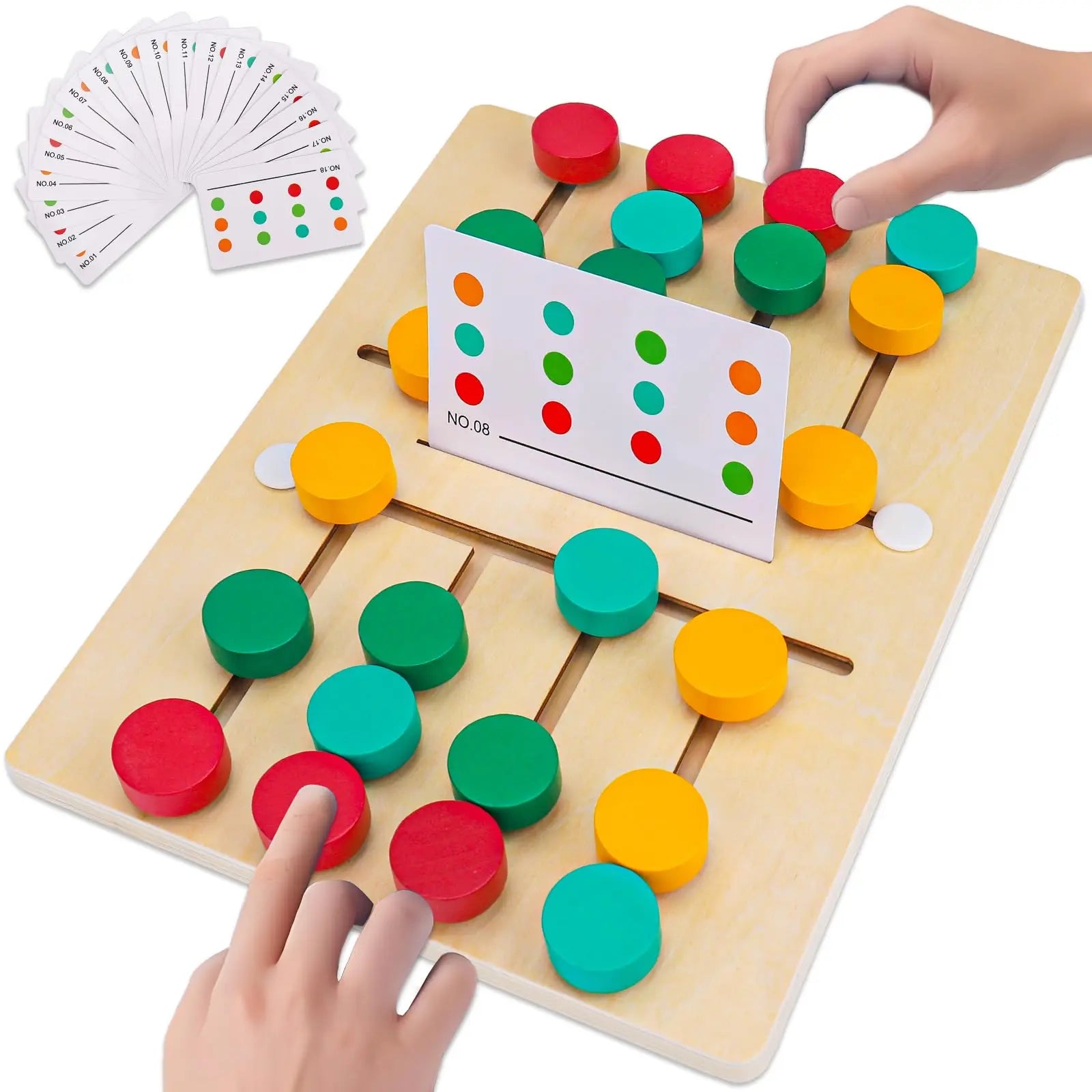 Montessori Color Matching Learning Toys Sliding Puzzle Logic Game Brain Teasers 2 Players Educational Wooden Travel Toys