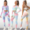 New Arrival Workout Suits Running Tie Dye Gym Activewear Set Gym Leggings Fitness Yoga Set 4 Pieces