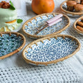 Korean Ecofriendly Autumn Rattan Ceramics Vintage Pastry Plate Home Fruit Cake Dish  Breakfast Tableware