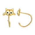 Jiangyuan Fine 925 Silver Jewelry Trend S925 Sterling Silver Rose and Black 14k 18k Gold Plated Jewelry Cute Mini Cat Earrings