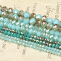 KUOYU F10228 Half Plating Blue Crystal Glass Beads Strand Faceted Flat Round Rondelle Beads for Jewelry Making