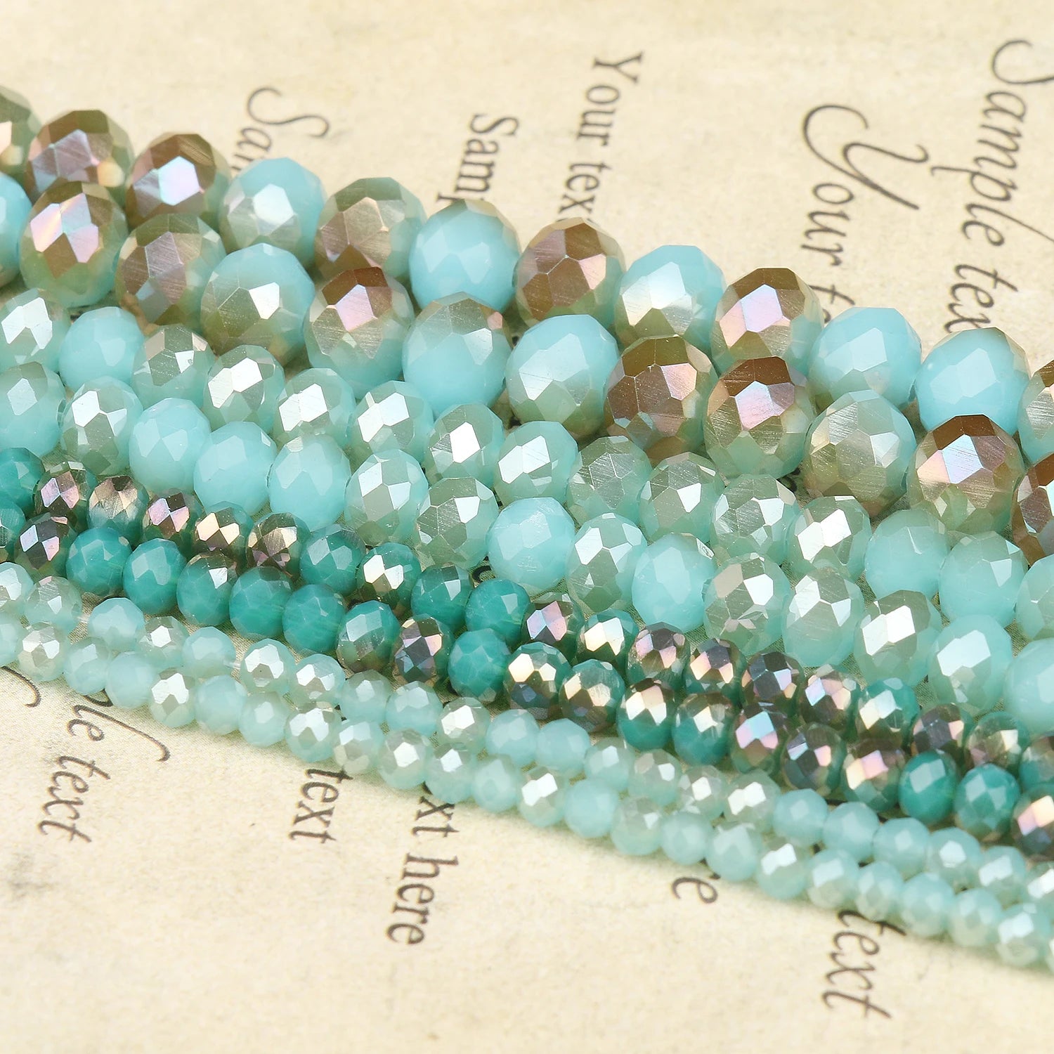 KUOYU F10228 Half Plating Blue Crystal Glass Beads Strand Faceted Flat Round Rondelle Beads for Jewelry Making