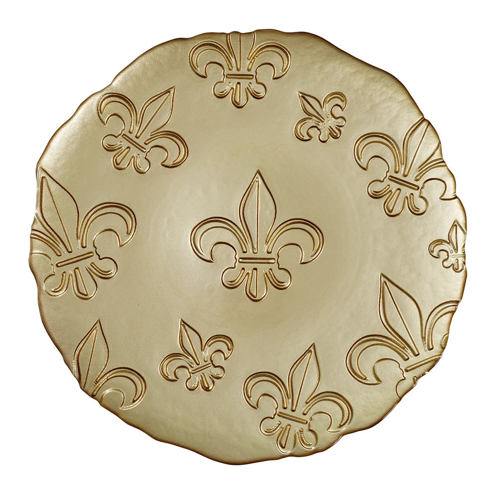 13" Modern Design Wavy Edge Shape Glass Charger Plate for Wedding Table Decoration