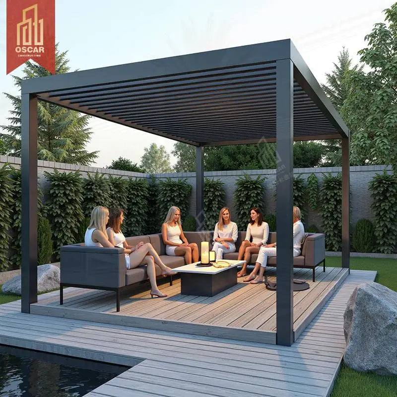 Aluminium Waterproof Stylish Motorized Gazebo Garden Patio Backyard Pergola
