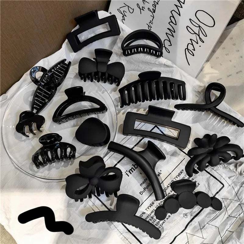 Fashion New Factory Wholesale  South Korean Simple Black Back of the Hair  Big Hair Claws Black Hair Claw
