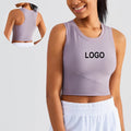 Wholesale Custom Ribbed Racer Back Sportswear Gym Yoga Tank Top Workout Running Fitness Wear Fixed Padded Crop Bra Top for Women