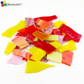 Red Yellow Orange Pink Mixed Color Stained Glass Scraps Decorative Multi Glass Room Water Resistant Lifetime Warranty Broken
