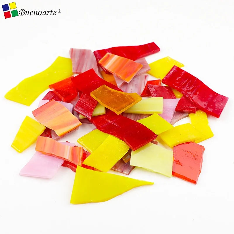 Red Yellow Orange Pink Mixed Color Stained Glass Scraps Decorative Multi Glass Room Water Resistant Lifetime Warranty Broken